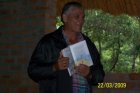 Pastor Frits showing the Makhua Children�s Bible that was handed over in March 2009